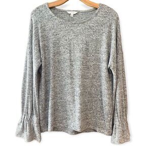 Lucky Brand S Heathered Gray BOHO Soft Bell Sleeves Sweater